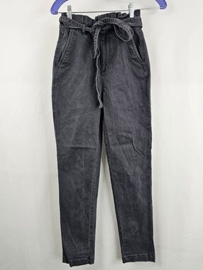 Express Women's Extreme High Rise Paperbag Ankle Pants, Grey, Sz 00R